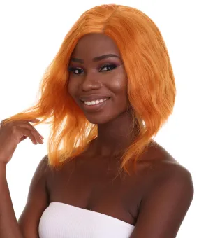 American Singer and Rapper Inspired Wig - Shoulder Length Luminous Ginger Orange  Hair - Lace Front Heat Resistant Fibers