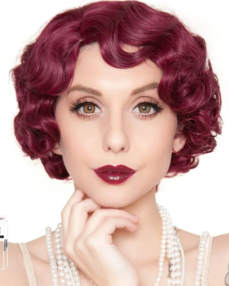 20s Flapper Finger Premium Burgundy Wig