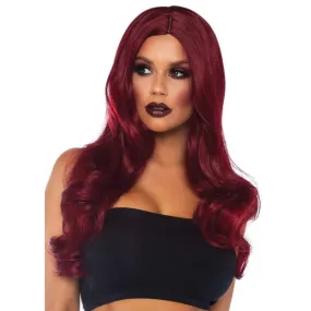 27" Long Wavy Centre Part Burgundy Costume Wig - Leg Avenue