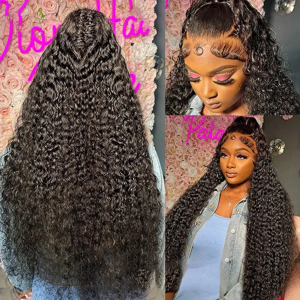 300% Deep Wave Frontal Wig 13x6 HD Lace Frontal Wigs For Women Brazilian Water Wave 13x4 HD Curly Lace Front Human Hair Wig