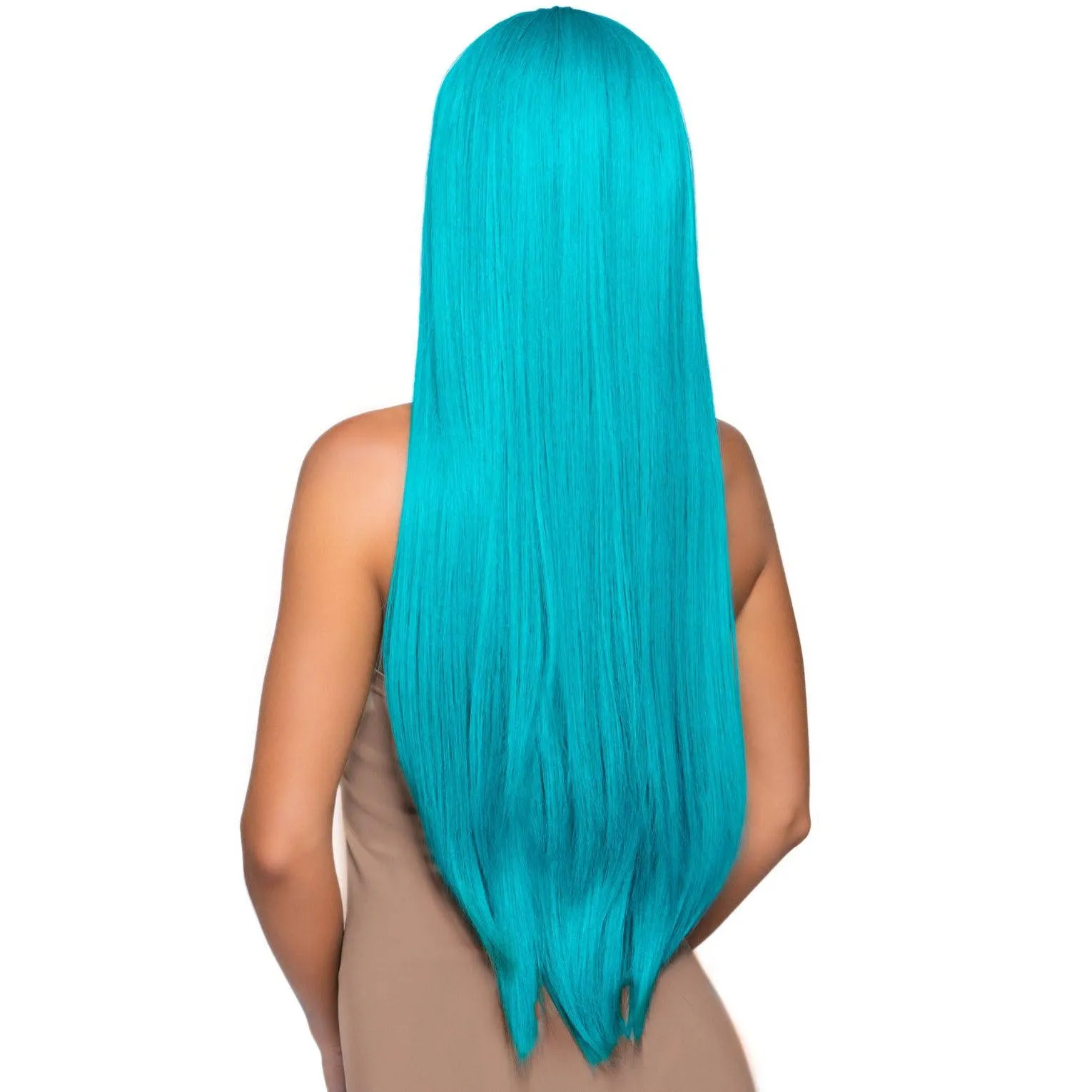 33 Inch Long Straight Center Part Wig - Turquoise