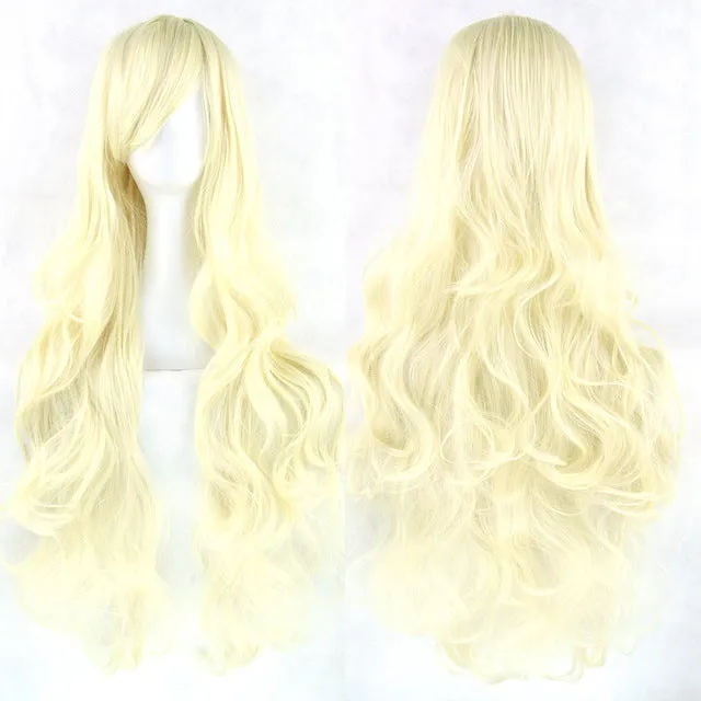 80 cm Platinum Blond Wavy Long Cosplay Wig