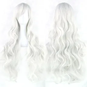 80 cm Silver White Wavy Long Cosplay Wig