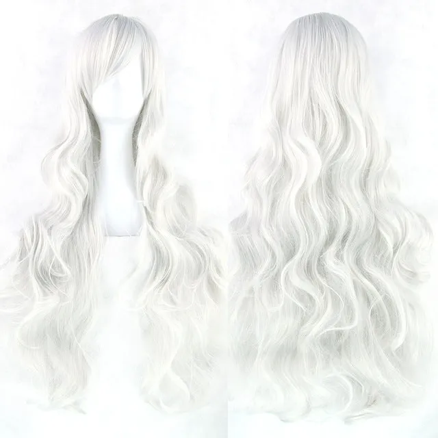 80 cm Silver White Wavy Long Cosplay Wig