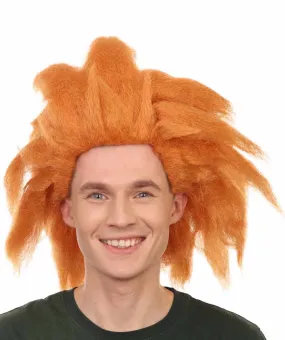 Adult Men's 18" Inch Long Halloween Cosplay Spiked Monster Fighter Costume Orange  Wig, Synthetic Soft Fiber Hair, Perfect for your next Video Game Anime Convention | HPO