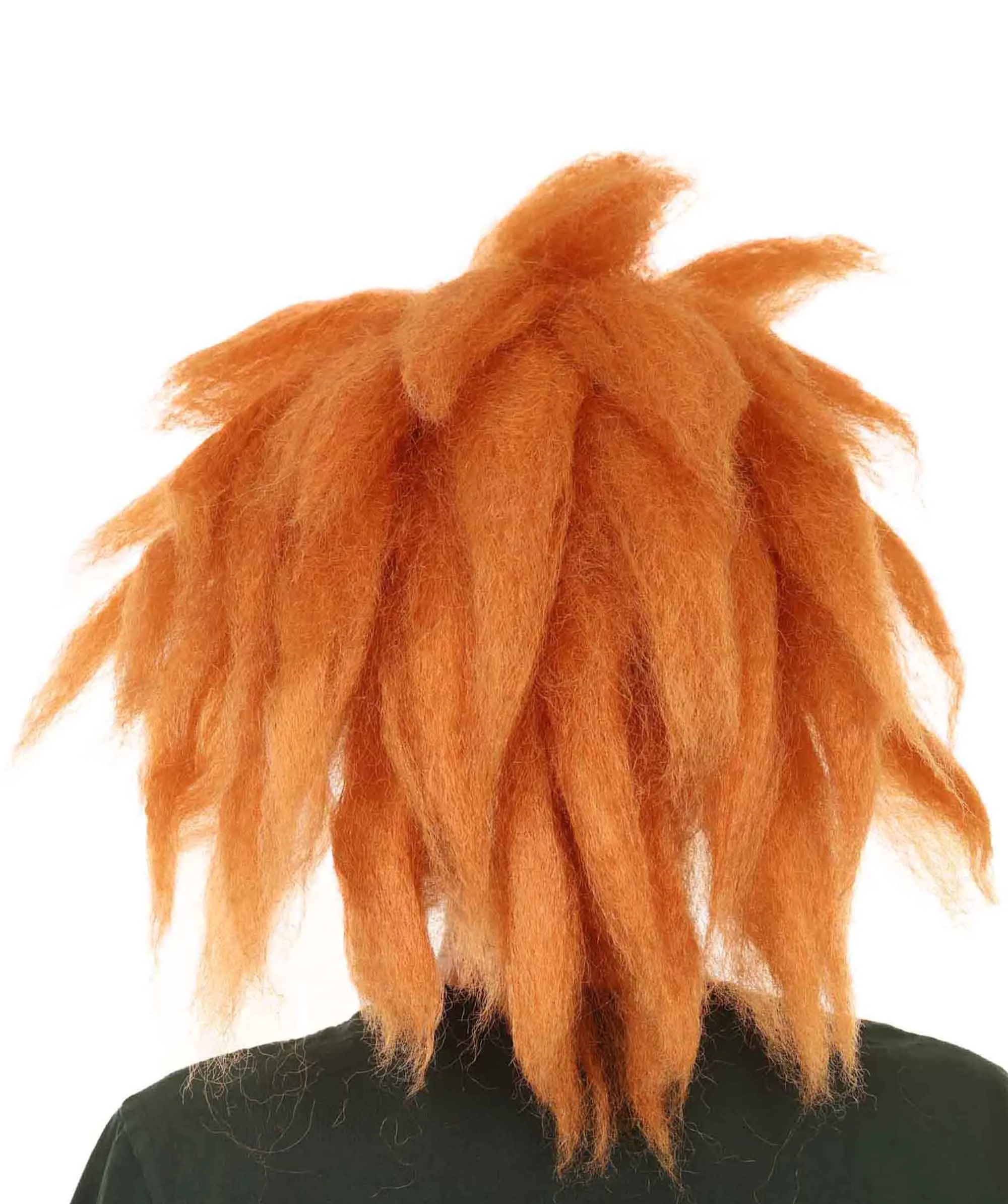 Adult Men's 18" Inch Long Halloween Cosplay Spiked Monster Fighter Costume Orange  Wig, Synthetic Soft Fiber Hair, Perfect for your next Video Game Anime Convention | HPO