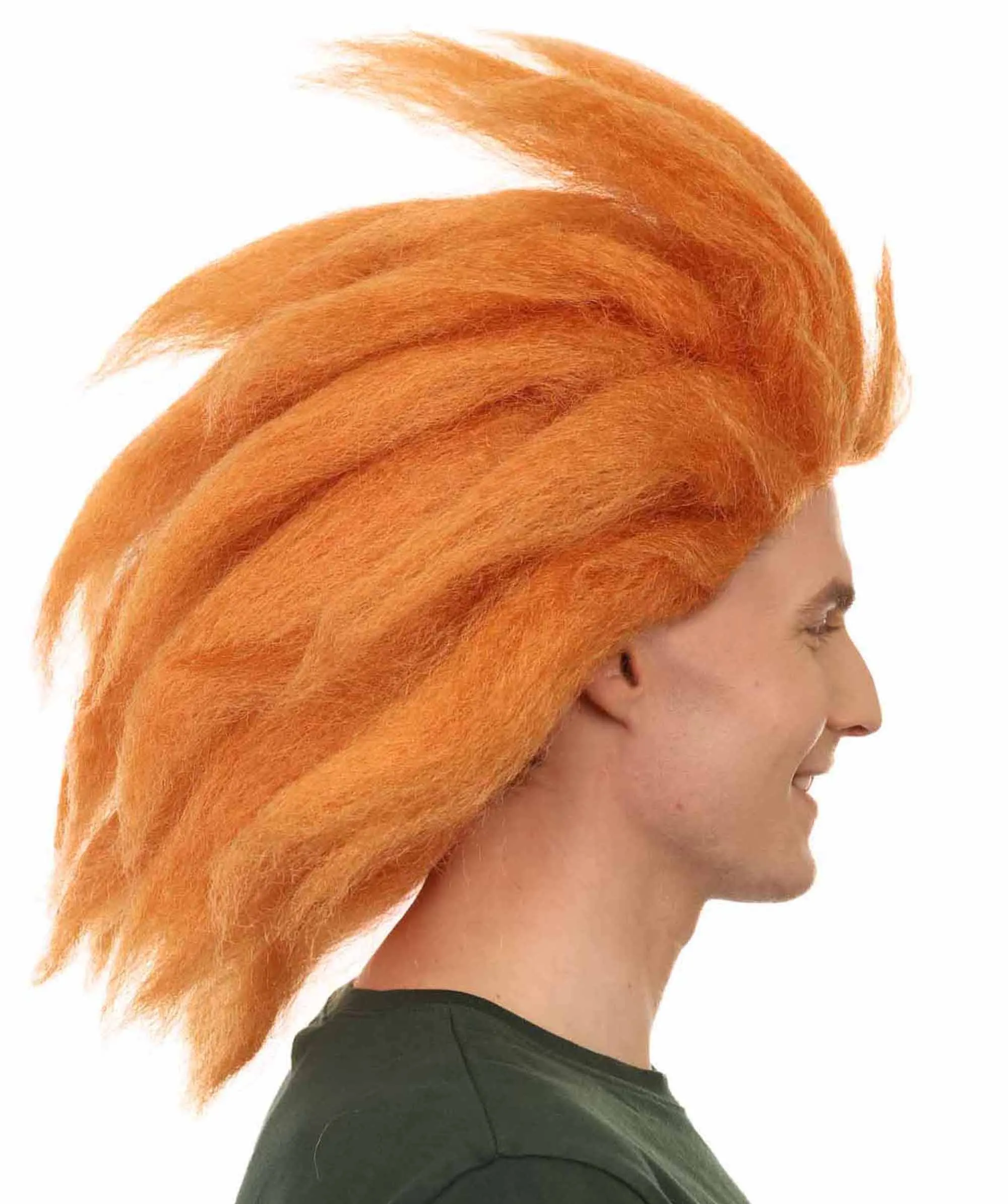 Adult Men's 18" Inch Long Halloween Cosplay Spiked Monster Fighter Costume Orange  Wig, Synthetic Soft Fiber Hair, Perfect for your next Video Game Anime Convention | HPO