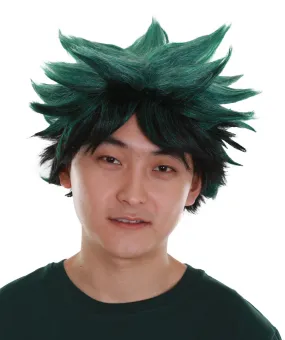 Adult Men's Dark Green Color Spiked Cosplay Wig