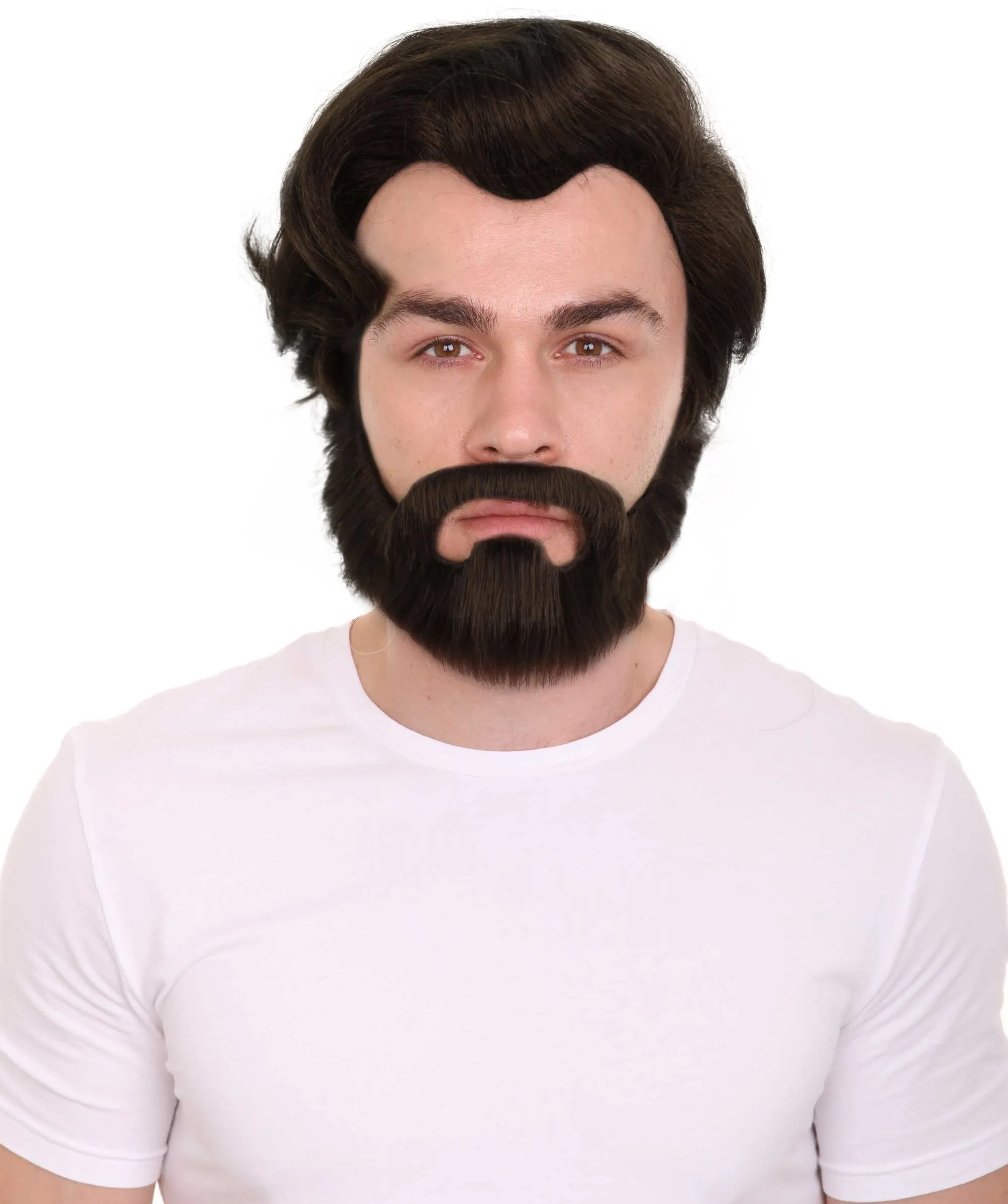 Adult Men's Medium Length Antagonist Costume Wig with Beard | Synthetic Soft Fiber Hair| Halloween Cosplay | HPO