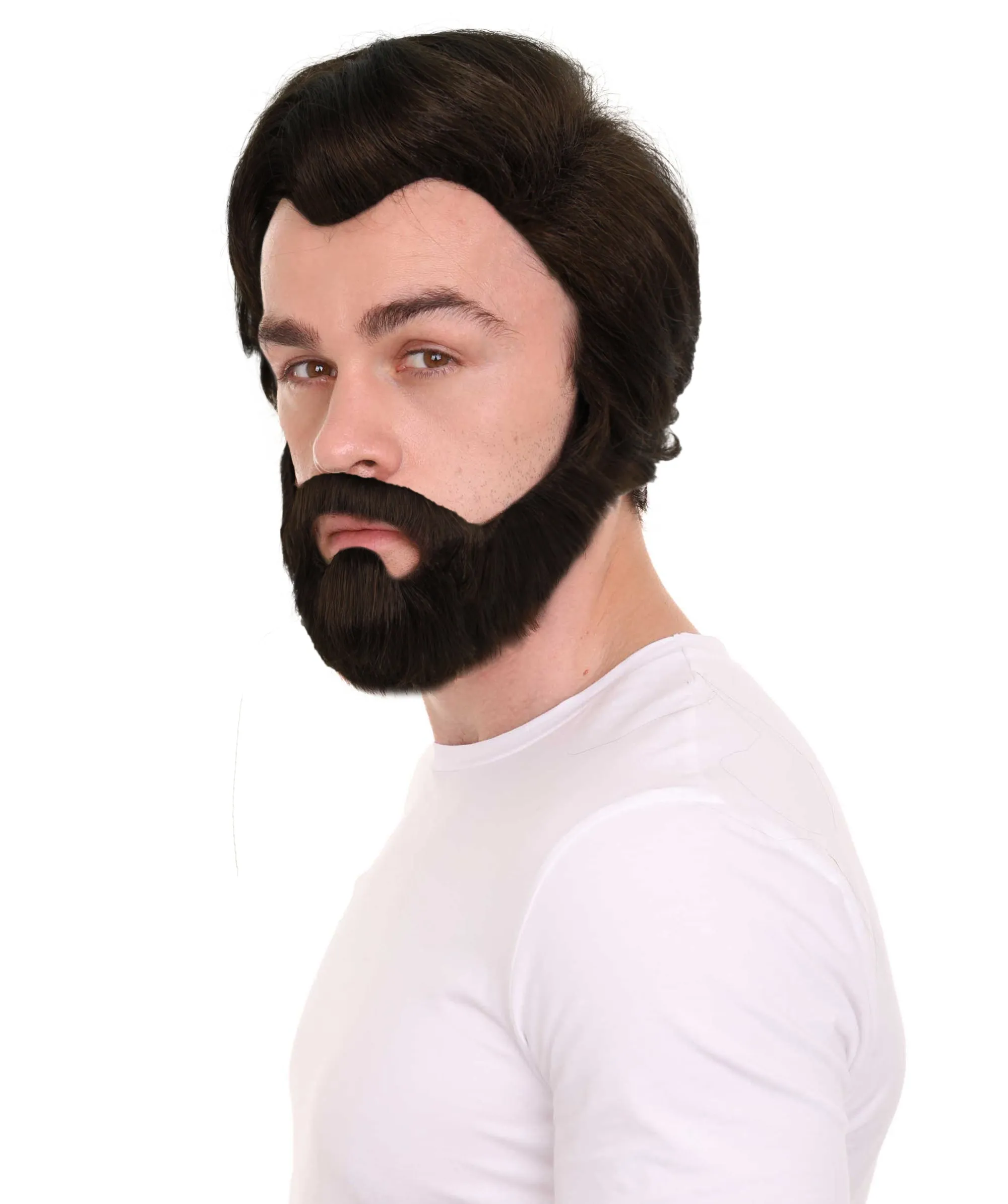 Adult Men's Medium Length Antagonist Costume Wig with Beard | Synthetic Soft Fiber Hair| Halloween Cosplay | HPO