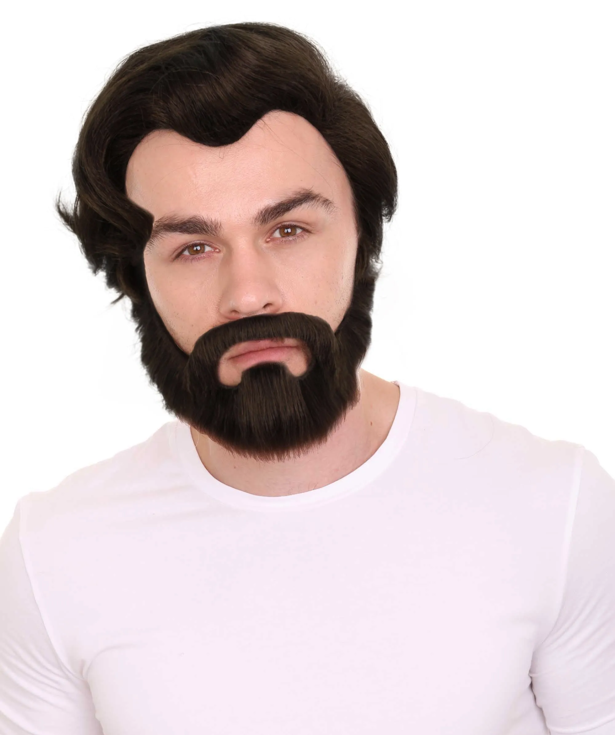 Adult Men's Medium Length Antagonist Costume Wig with Beard | Synthetic Soft Fiber Hair| Halloween Cosplay | HPO