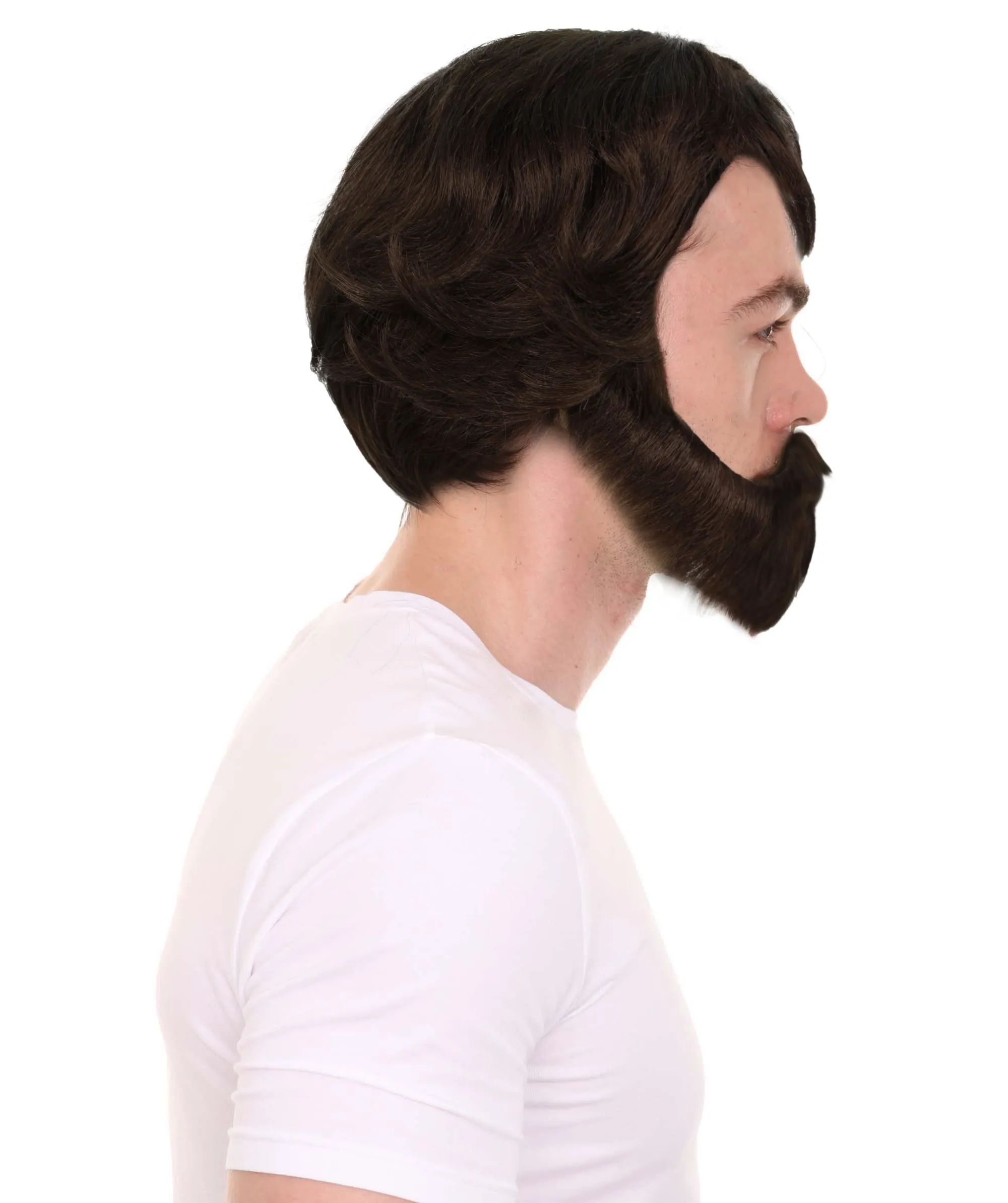 Adult Men's Medium Length Antagonist Costume Wig with Beard | Synthetic Soft Fiber Hair| Halloween Cosplay | HPO