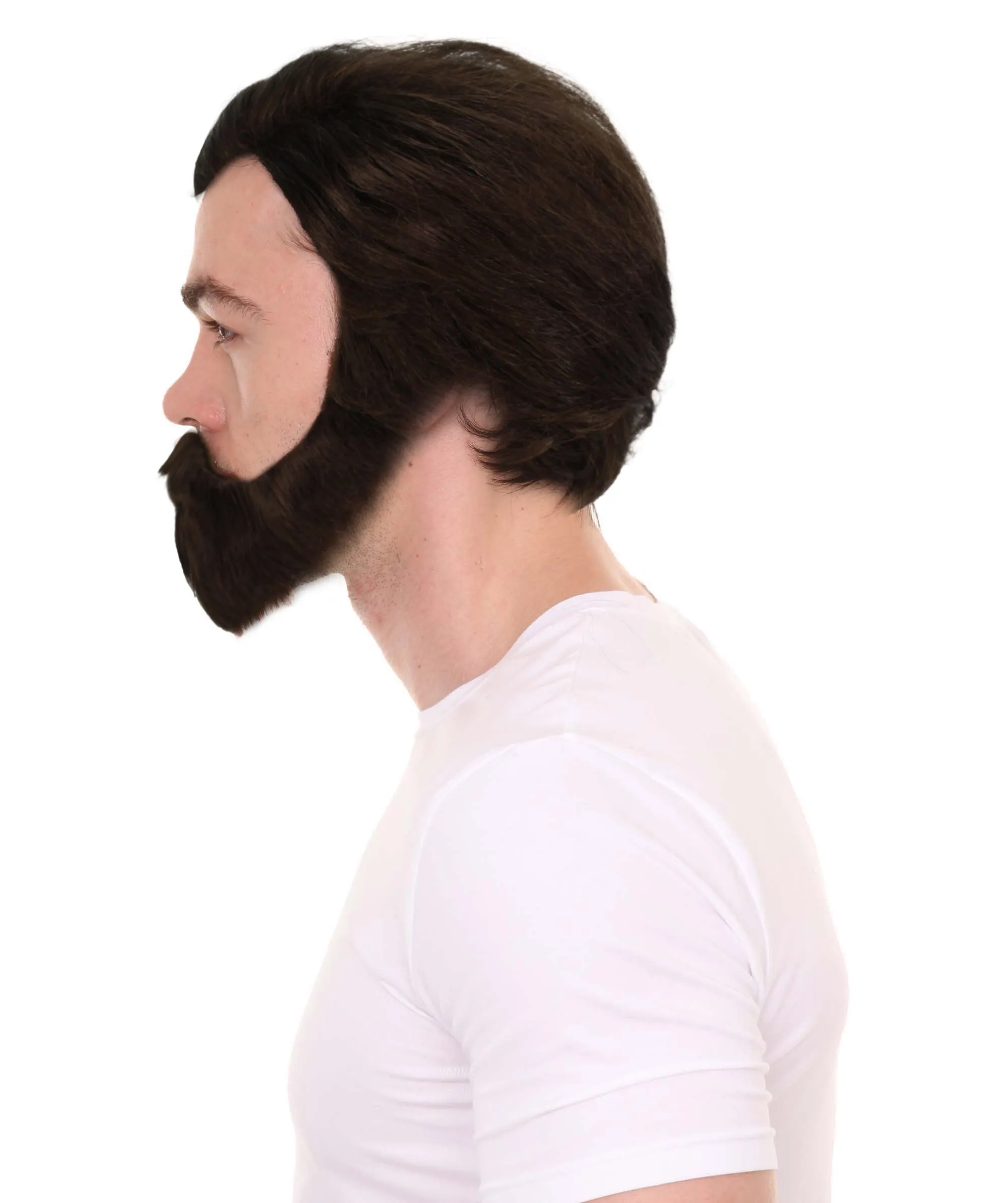 Adult Men's Medium Length Antagonist Costume Wig with Beard | Synthetic Soft Fiber Hair| Halloween Cosplay | HPO