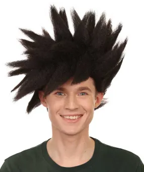 Adult Men's Medium Length Spiked Halloween Cosplay Anime Villain Blueflame Costume Wig, Synthetic Soft Fiber Hair, Perfect for your next Convention and Group Crossplay!  | HPO