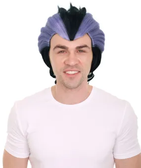 Adult Men's Protective Anime Character Purple Black Spiky Wig | Perfect for Halloween | Flame-retardant Synthetic Fiber