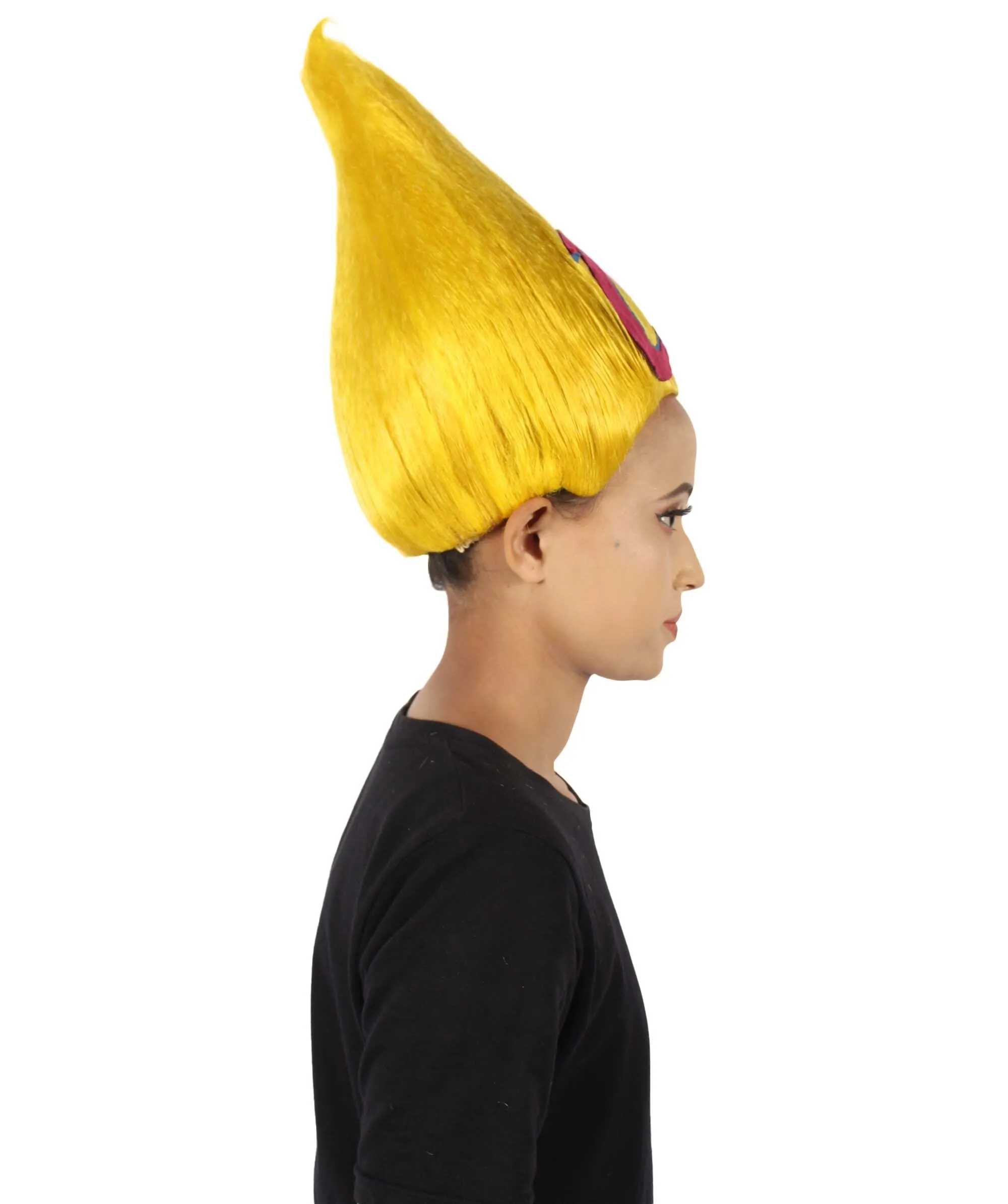 Adult Unisex Pointy Troll Yellow Wig | Perfect for Halloween | Flame-retardant Synthetic Fiber