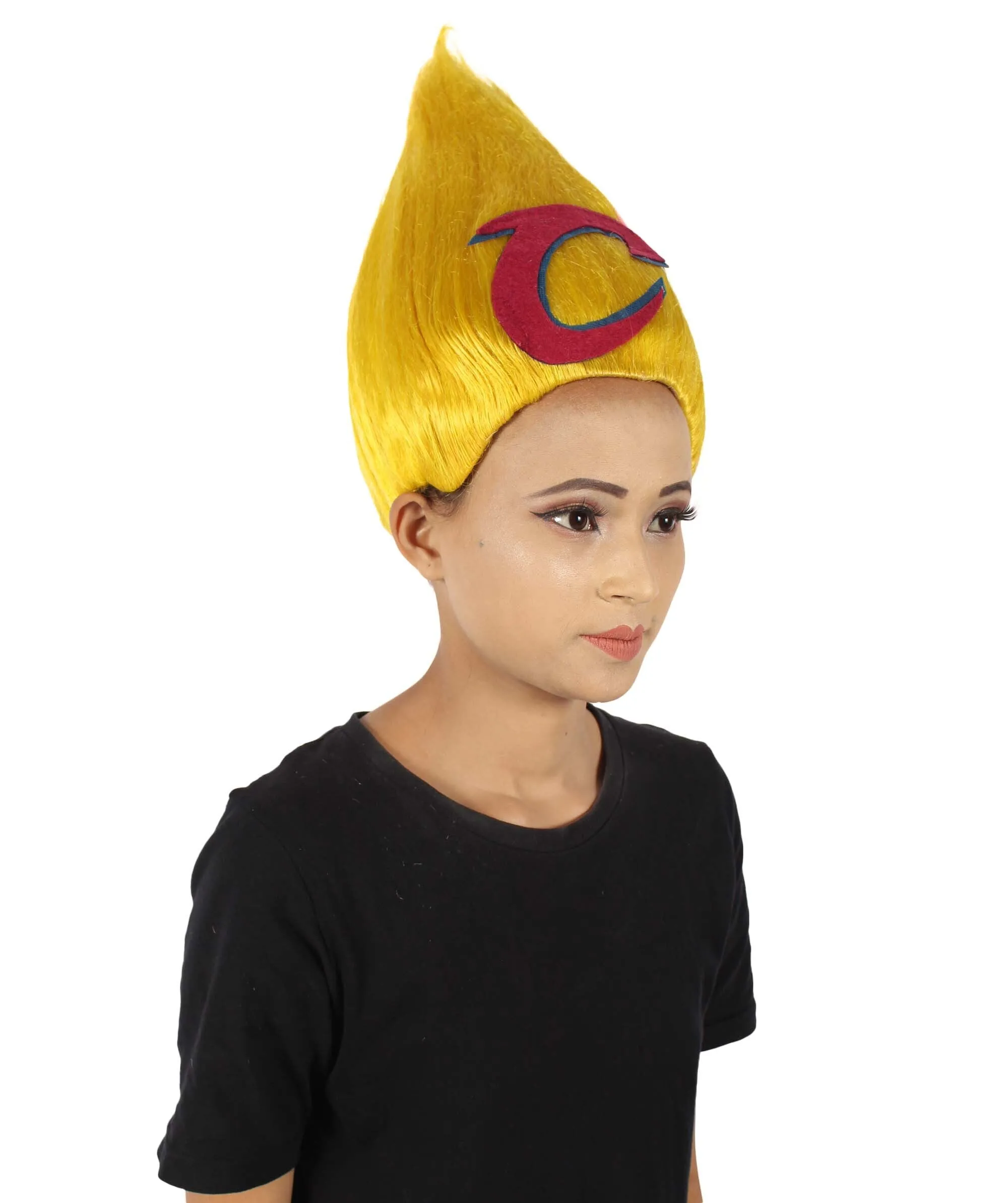 Adult Unisex Pointy Troll Yellow Wig | Perfect for Halloween | Flame-retardant Synthetic Fiber