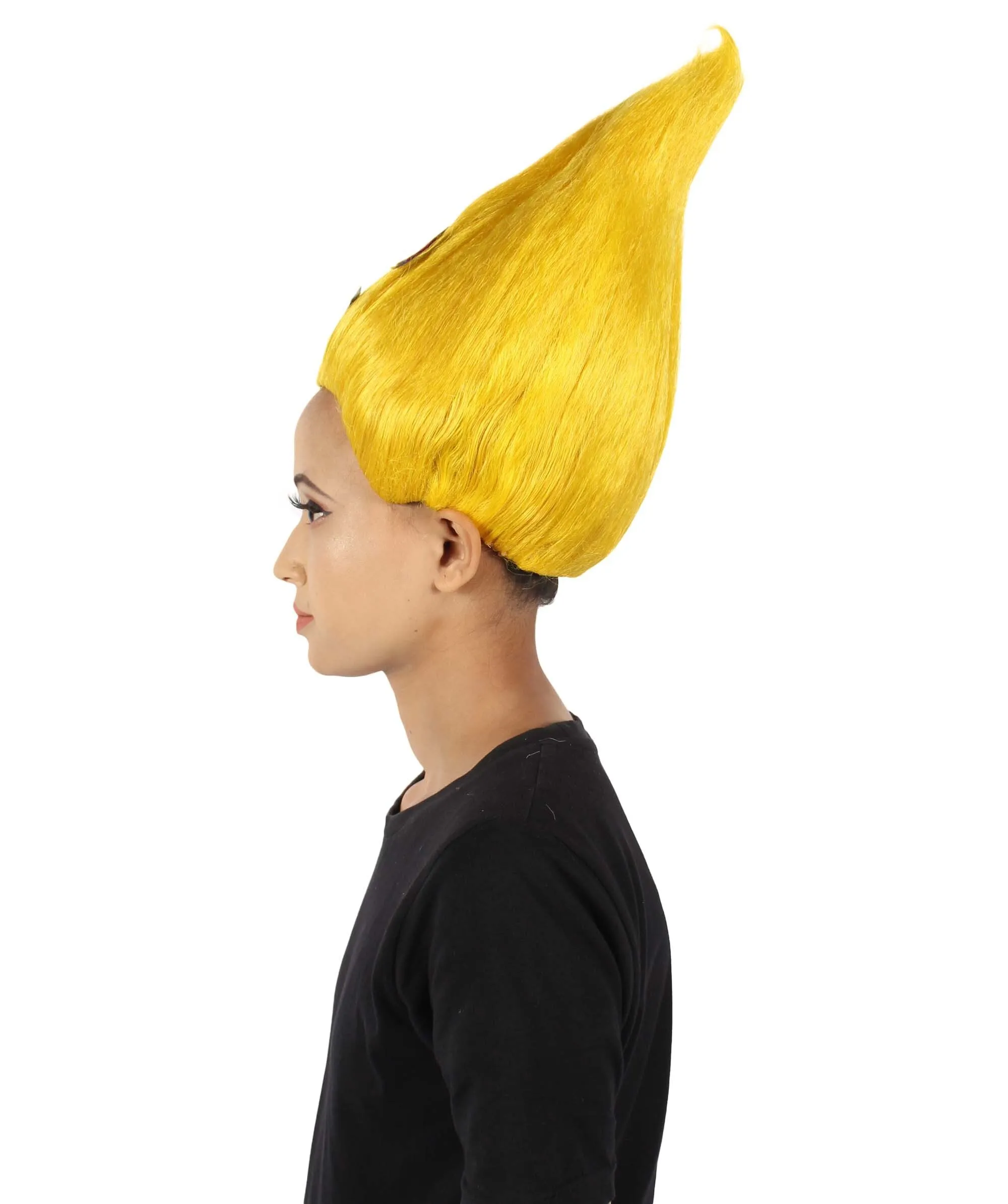 Adult Unisex Pointy Troll Yellow Wig | Perfect for Halloween | Flame-retardant Synthetic Fiber