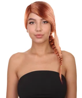 Adult Women Braided Side Part Wig, Peach Color Options, Flame-retardant Synthetic Fiber