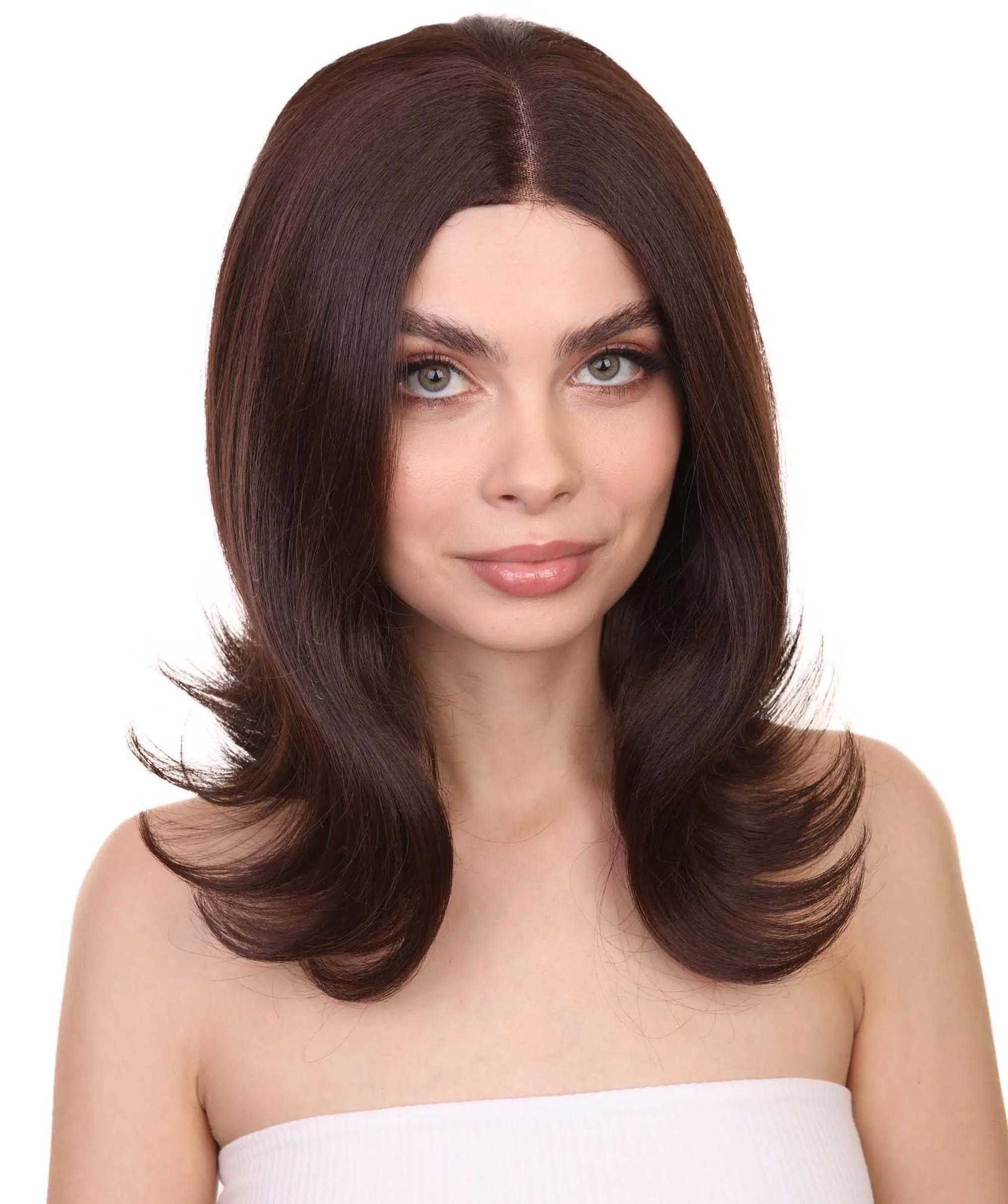 Adult Women's 12" Inch Medium Length Straight 4x4 Lace Front Natural Brown Hairline Icon Beauty Wig, 100% Heat Resistant Fibers, Perfect for your Everyday Wear and Styling to your Expectations! | Nunique