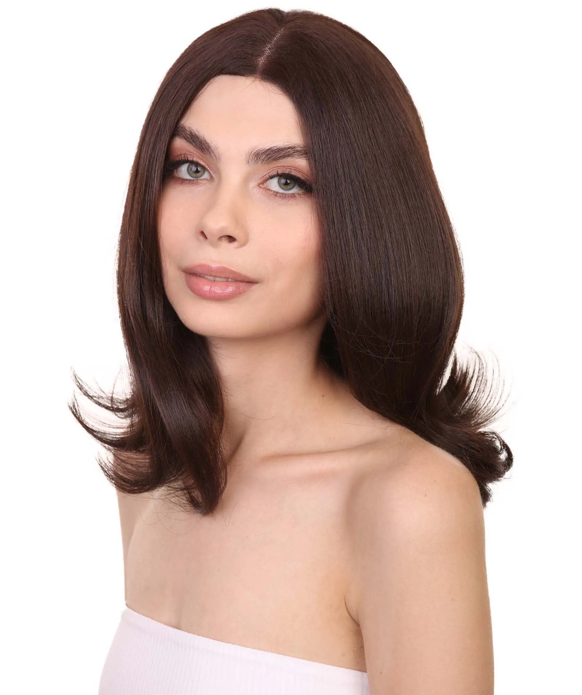 Adult Women's 12" Inch Medium Length Straight 4x4 Lace Front Natural Brown Hairline Icon Beauty Wig, 100% Heat Resistant Fibers, Perfect for your Everyday Wear and Styling to your Expectations! | Nunique