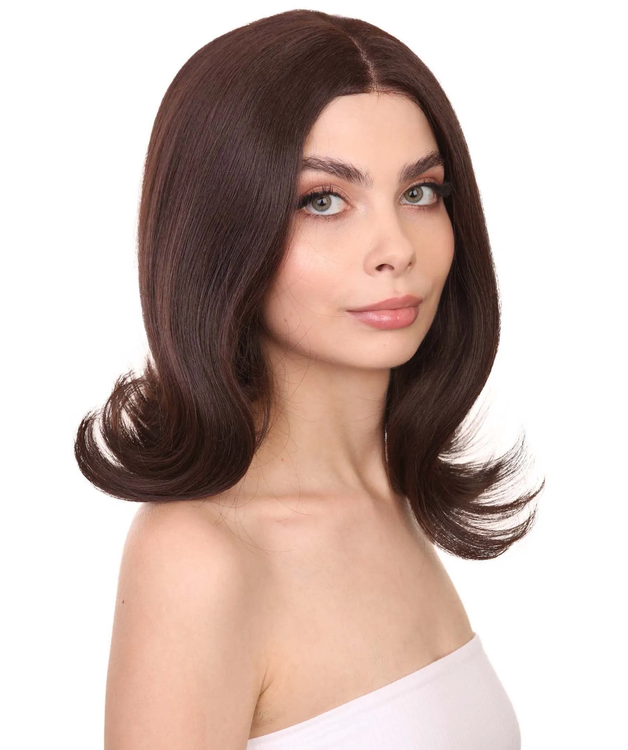 Adult Women's 12" Inch Medium Length Straight 4x4 Lace Front Natural Brown Hairline Icon Beauty Wig, 100% Heat Resistant Fibers, Perfect for your Everyday Wear and Styling to your Expectations! | Nunique