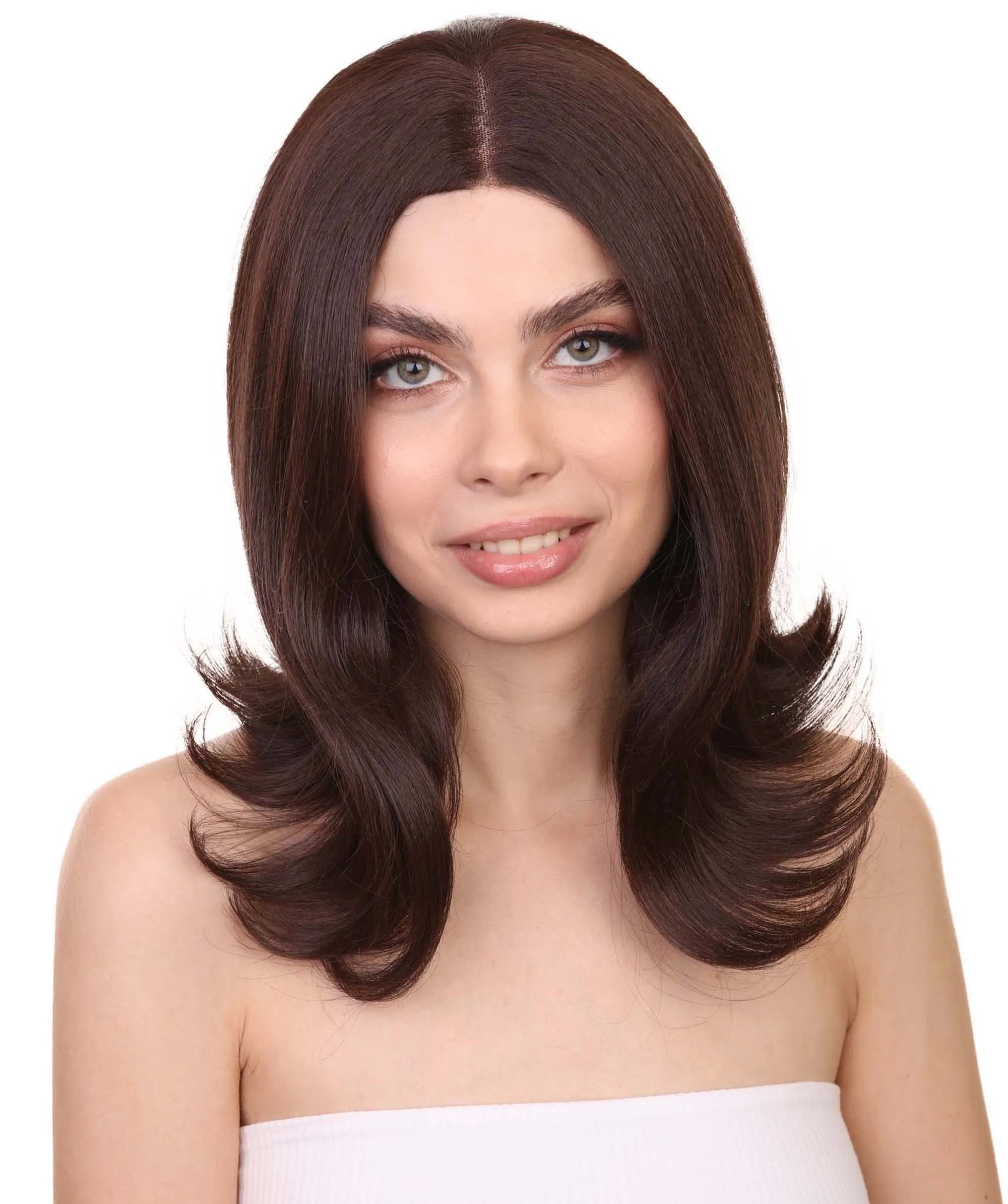 Adult Women's 12" Inch Medium Length Straight 4x4 Lace Front Natural Brown Hairline Icon Beauty Wig, 100% Heat Resistant Fibers, Perfect for your Everyday Wear and Styling to your Expectations! | Nunique