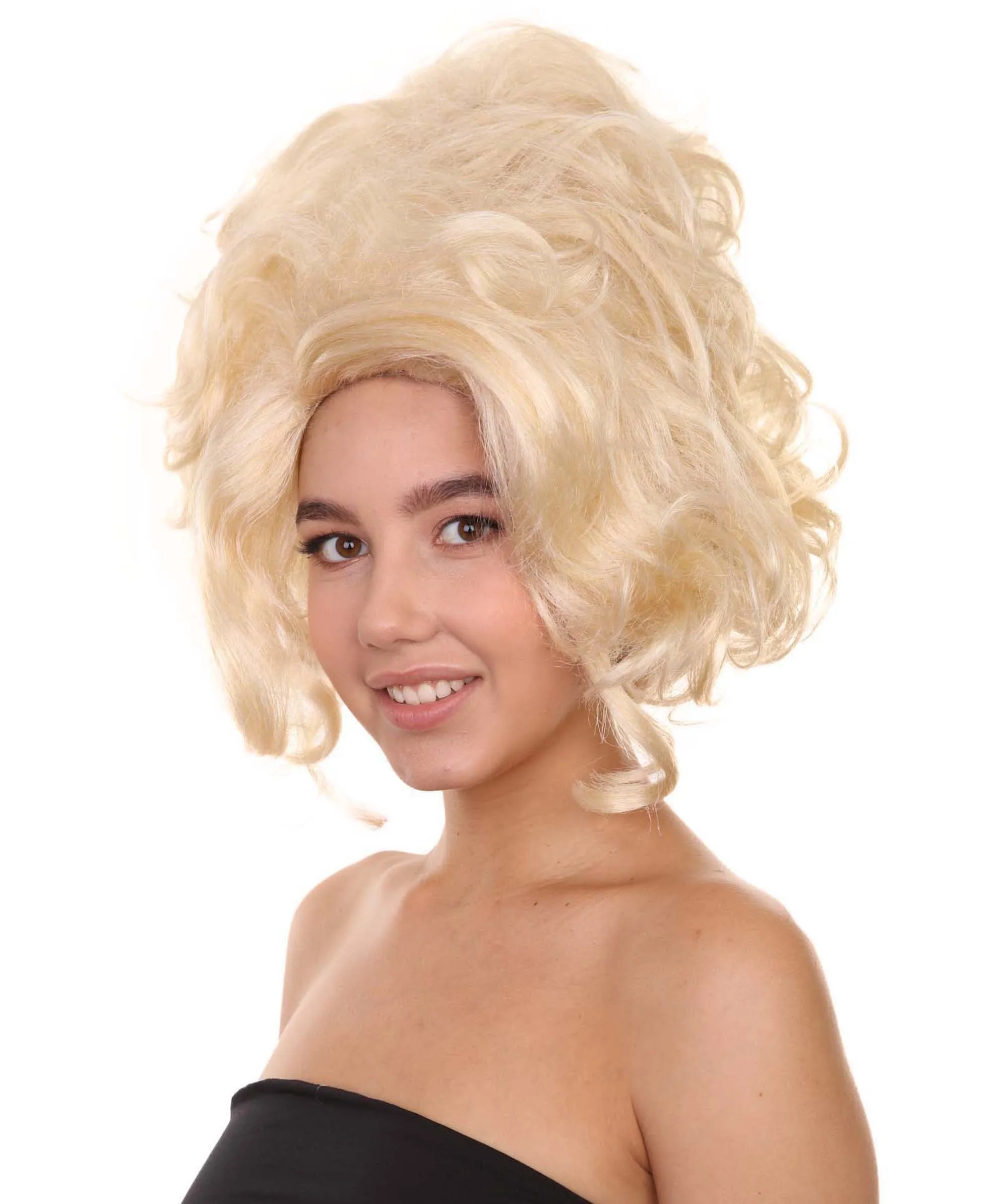 Adult Women's 14" Inch Medium Length Halloween Baroque Renaissance Lady Drag Costume Wig, Synthetic Soft Fiber Hair, Perfect for your next Fancy Convention and Group Royal Ball Party!  | HPO