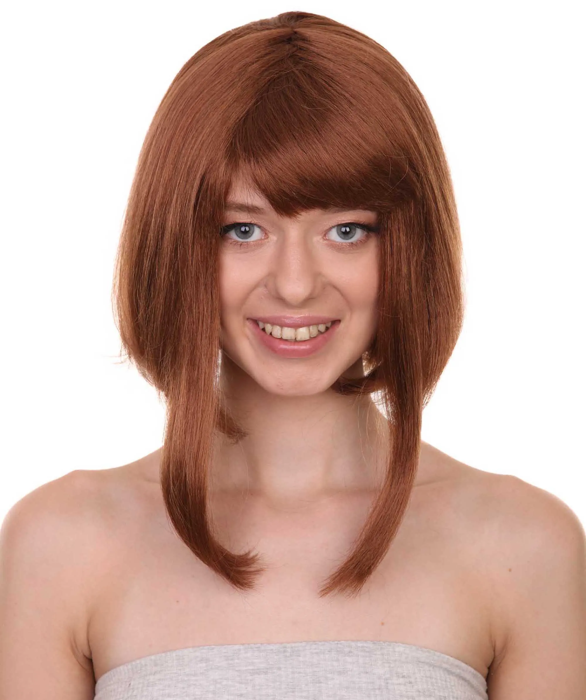 Adult Women's 14" Inch Medium Length Straight Halloween Cosplay Animated Pro Hero Costume Wig, Synthetic Soft Fiber Hair, Perfect for your next Conventiton and Group Anime Party! | HPO