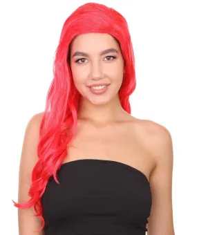 Adult Women's 21" Inch Long Length Halloween Sexy American Pop Star Costume Wig, Synthetic Soft Fiber Red Wine Cabernet Hair, Perfect for Parties and Festivals | HPO