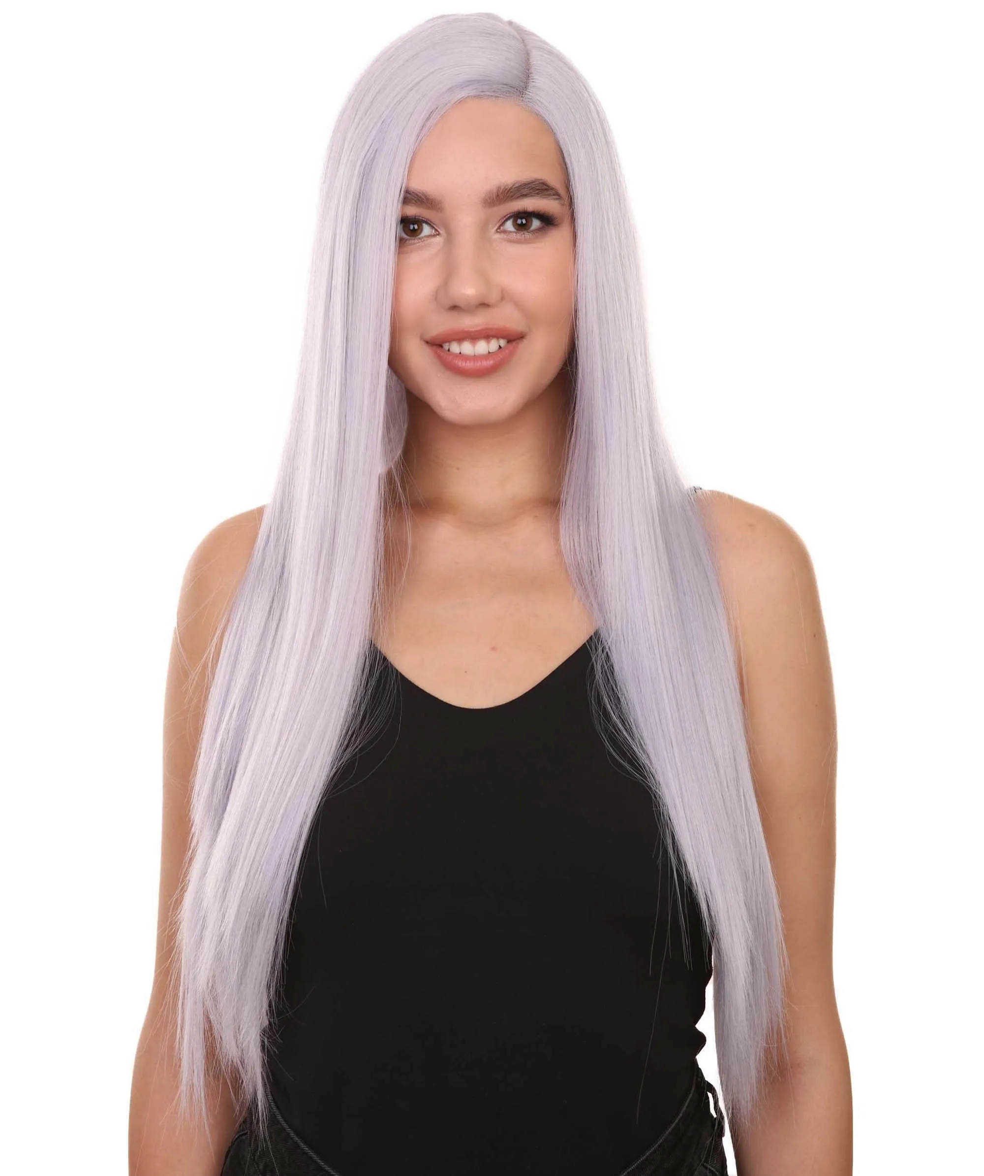 Adult Women's 29" Inch Long Length Straight 360 Lace Front Natural Platinum Silver Hairline Beauty Wig, 100% Heat Resistant Fibers, Perfect for your Everyday Wear and Styling to your Expectations! | Nunique