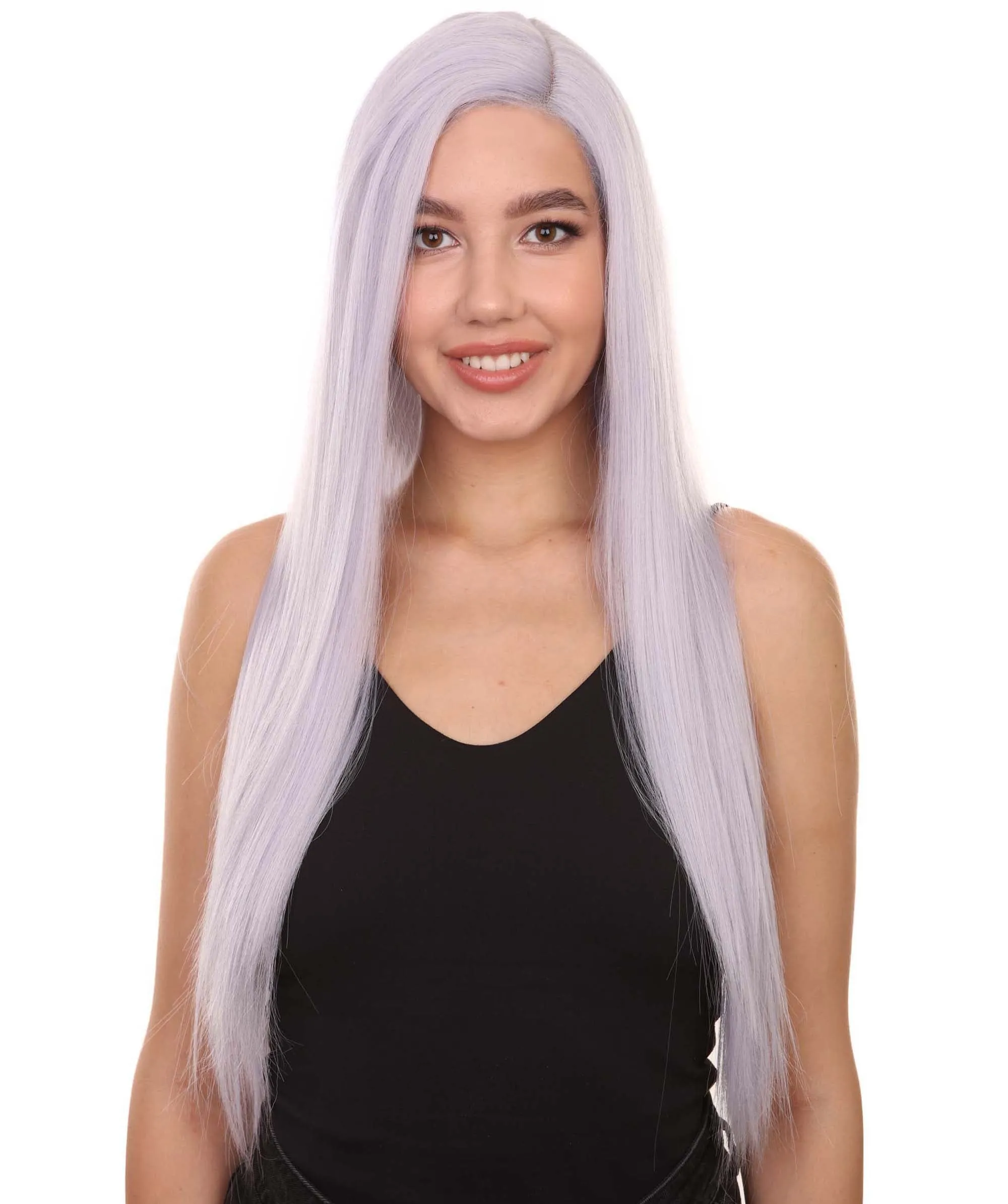 Adult Women's 29" Inch Long Length Straight 360 Lace Front Natural Platinum Silver Hairline Beauty Wig, 100% Heat Resistant Fibers, Perfect for your Everyday Wear and Styling to your Expectations! | Nunique