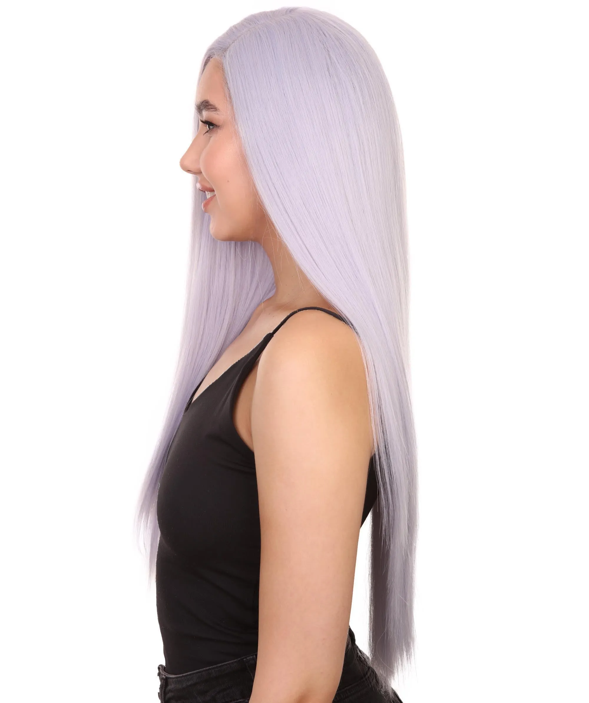 Adult Women's 29" Inch Long Length Straight 360 Lace Front Natural Platinum Silver Hairline Beauty Wig, 100% Heat Resistant Fibers, Perfect for your Everyday Wear and Styling to your Expectations! | Nunique