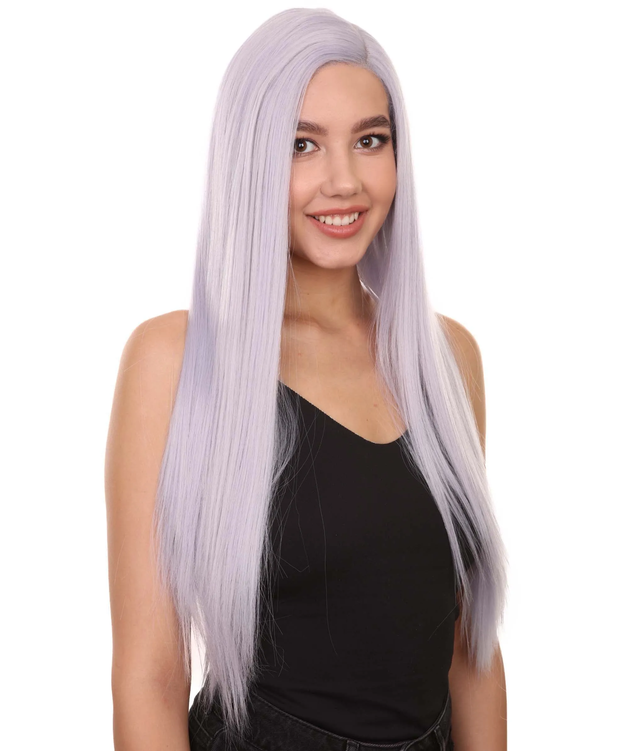 Adult Women's 29" Inch Long Length Straight 360 Lace Front Natural Platinum Silver Hairline Beauty Wig, 100% Heat Resistant Fibers, Perfect for your Everyday Wear and Styling to your Expectations! | Nunique