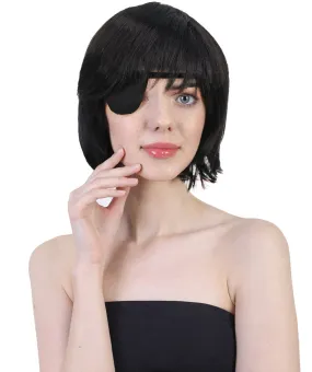 Adult Women’s Devil Hunter Bob Anime Wig, Breathable Capless Design, Perfect for Halloween and Anime-themed Group Parties, Flame-retardant Synthetic Fiber