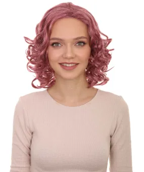 Adult Women's Pink Curly Wig | Party Ready Fancy Cosplay Halloween Wig | Premium Bretheble Capless Cap.