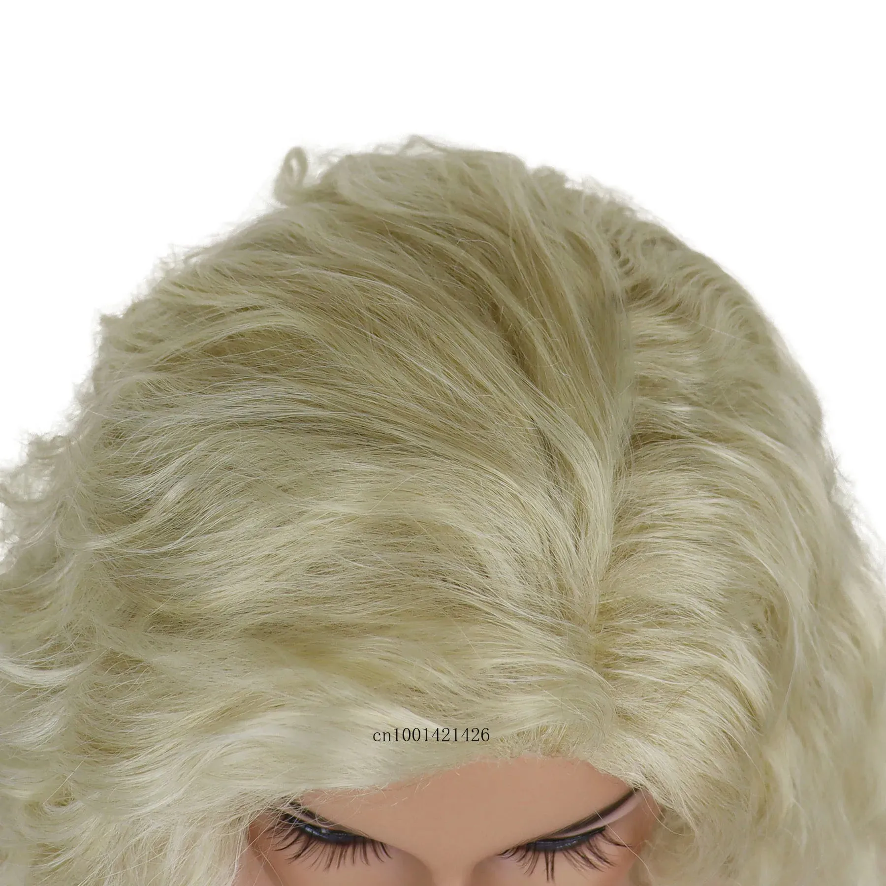 Asian Wigs for Women Synthetic Fiber Long Blonde Wig Curly Wavy Cosplay Wig Halloween Costume Carnival Party Natural Wigs Female