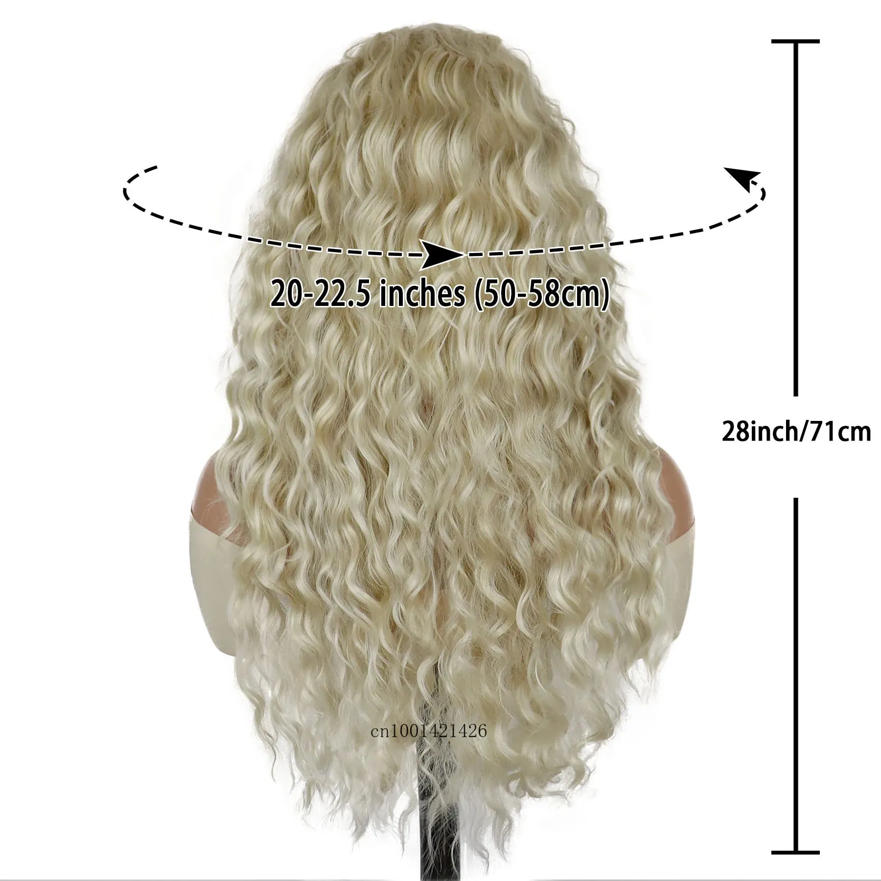 Asian Wigs for Women Synthetic Fiber Long Blonde Wig Curly Wavy Cosplay Wig Halloween Costume Carnival Party Natural Wigs Female