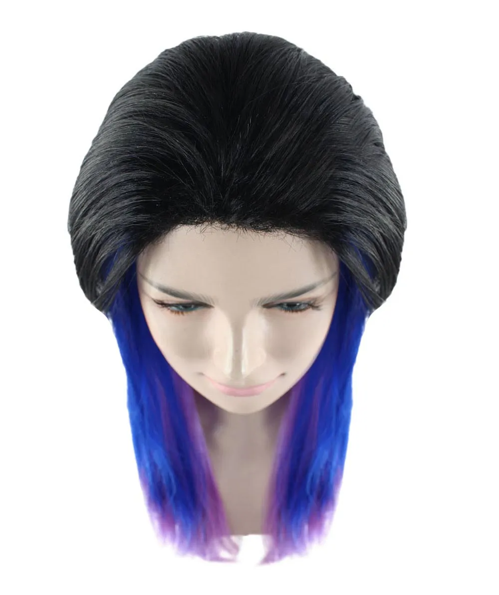Black Purple and Blue Raving Womens Wig | Cosplay Halloween Wig | Premium Breathable Capless Cap