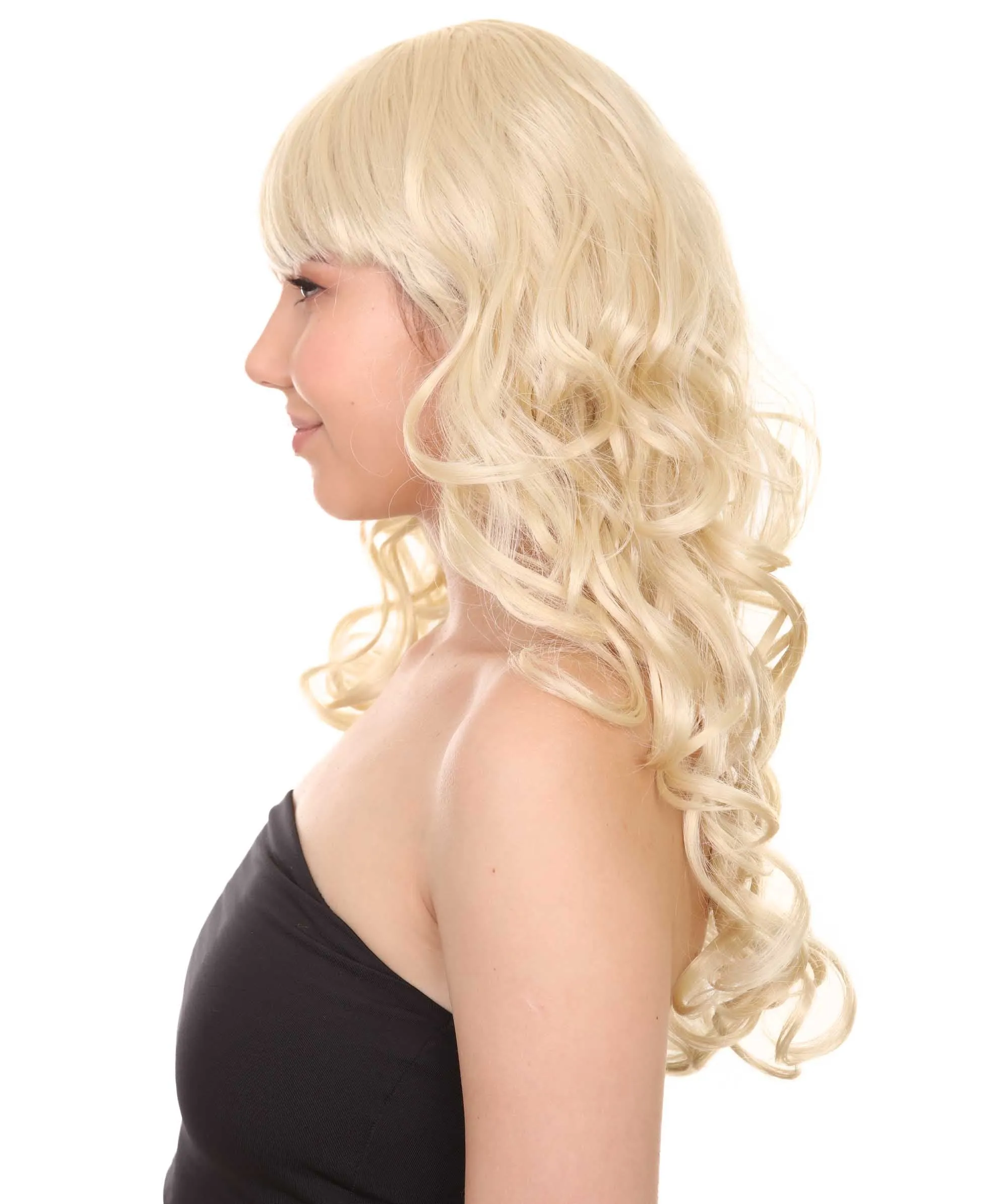 Blonde Long Curly Sexy Womens Wig | Long Curly Fashion Cosplay Halloween Wig | Premium Breathable Capless Cap