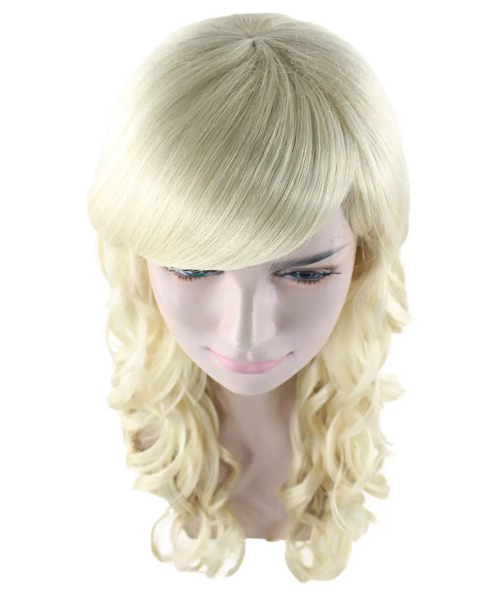 Blonde Long Curly Sexy Womens Wig | Long Curly Fashion Cosplay Halloween Wig | Premium Breathable Capless Cap