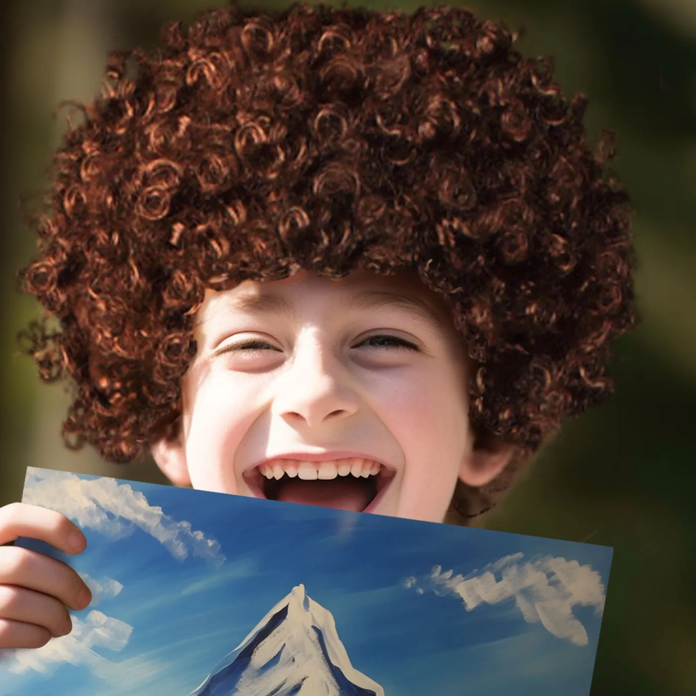 Bob Ross Curly Brown Afro Wig