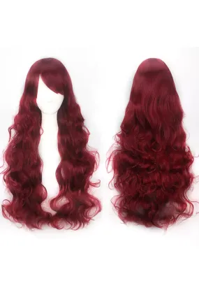 Burgundy Long Curly Cosplay Wig