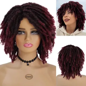 Colly Female Wig Synthetic Dreadlocks Wig Short Curly Crochet Hair Wigs for Women Ombre Brown Braided Hairstyle Afro Wig Hip-hop