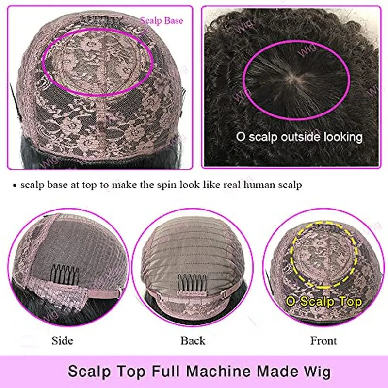 Curly Wig with Bangs Full Machine Made