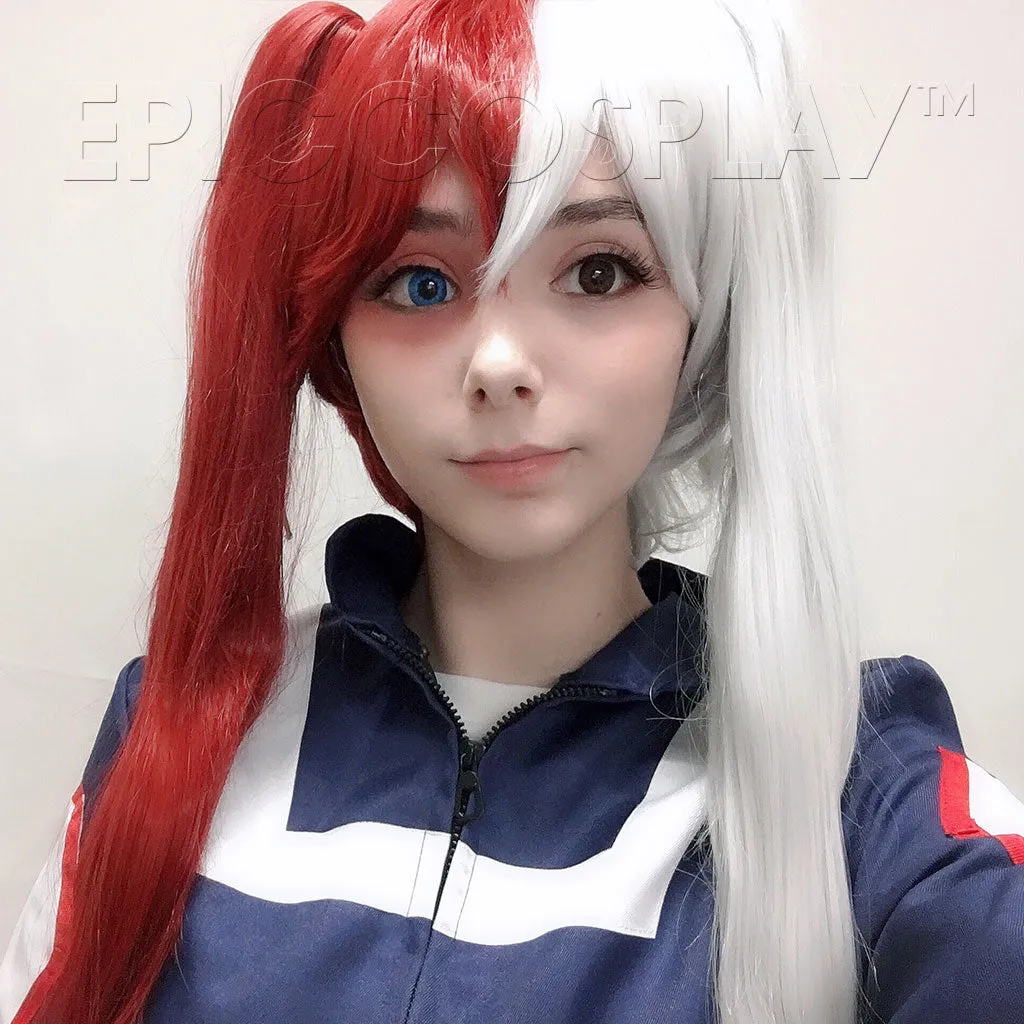 Eos - Silvery Grey and Dark Red Wig