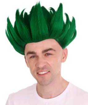 Green Spike Wig | Cosplay Halloween Wig | Premium Breathable Capless Cap