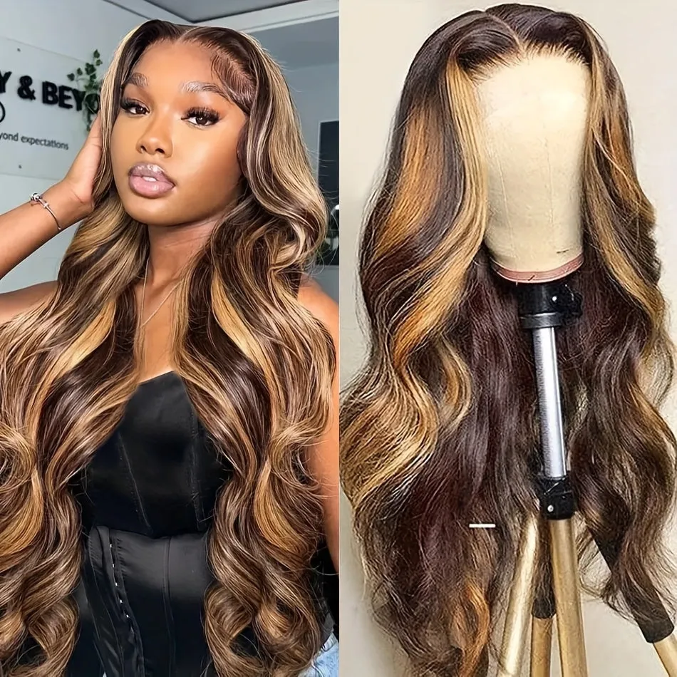 Highlight 4x4 Lace Front Wig |  Honey Blonde Body Wave Human Hair Wig | 150% Density