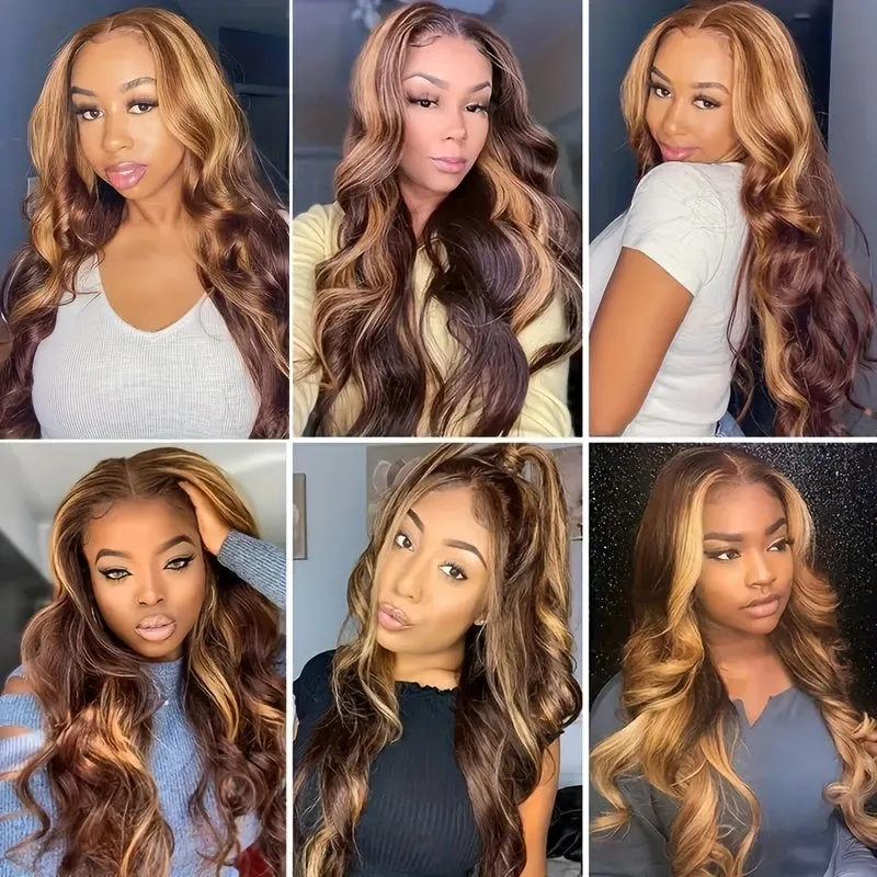 Highlight 4x4 Lace Front Wig |  Honey Blonde Body Wave Human Hair Wig | 150% Density