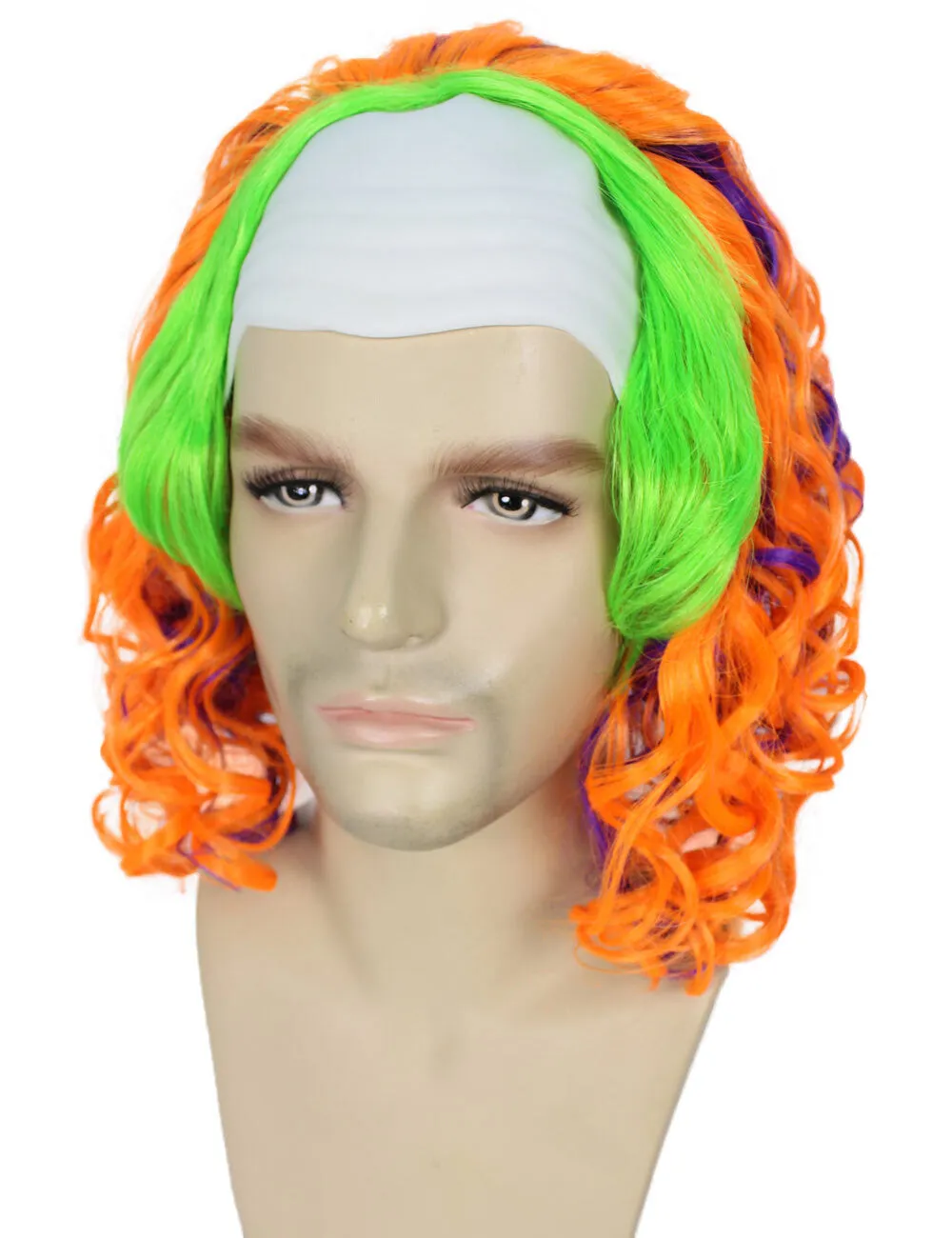 HPO Adult Men’s Multicolor color clown wigs, perfect for Halloween, Flame-retardant synthetic fiber